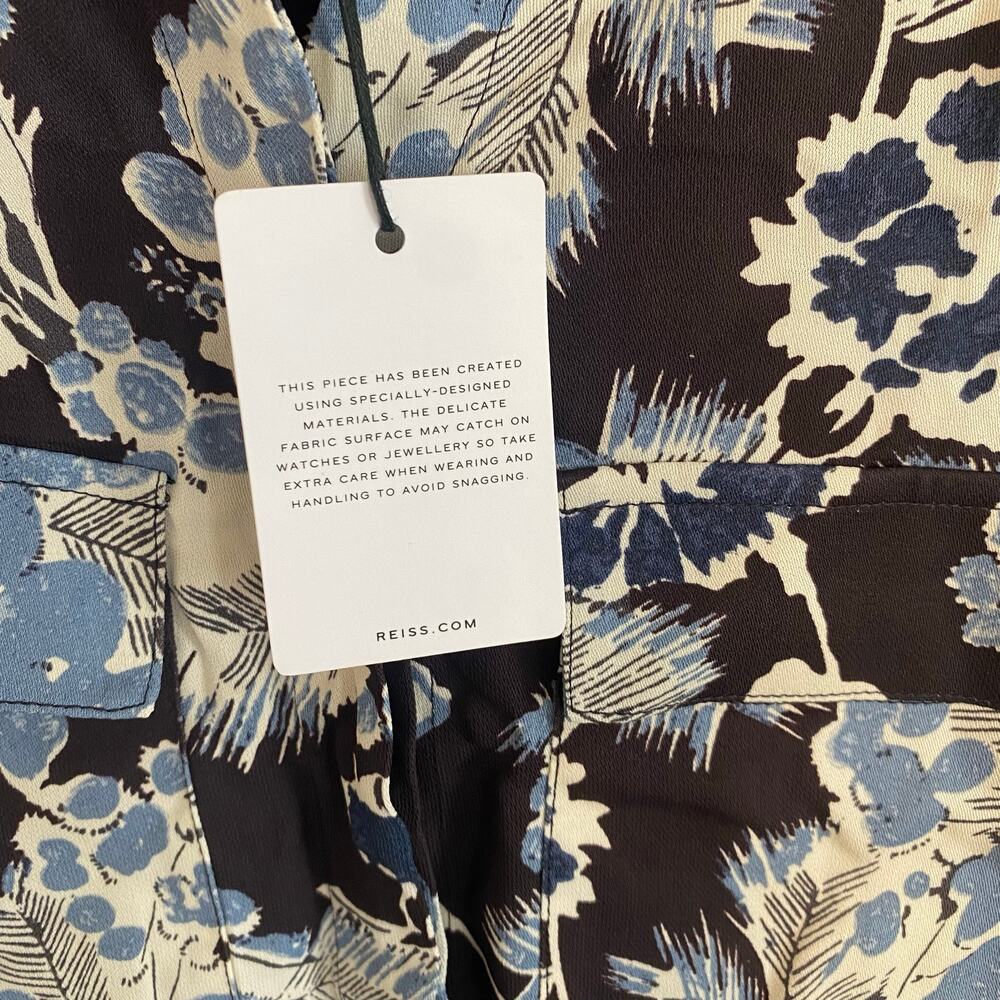 Reiss Mika Button Down Blouse Long Sleeve Womens Size 2 XS Floral Blue Career - Picture 5 of 11